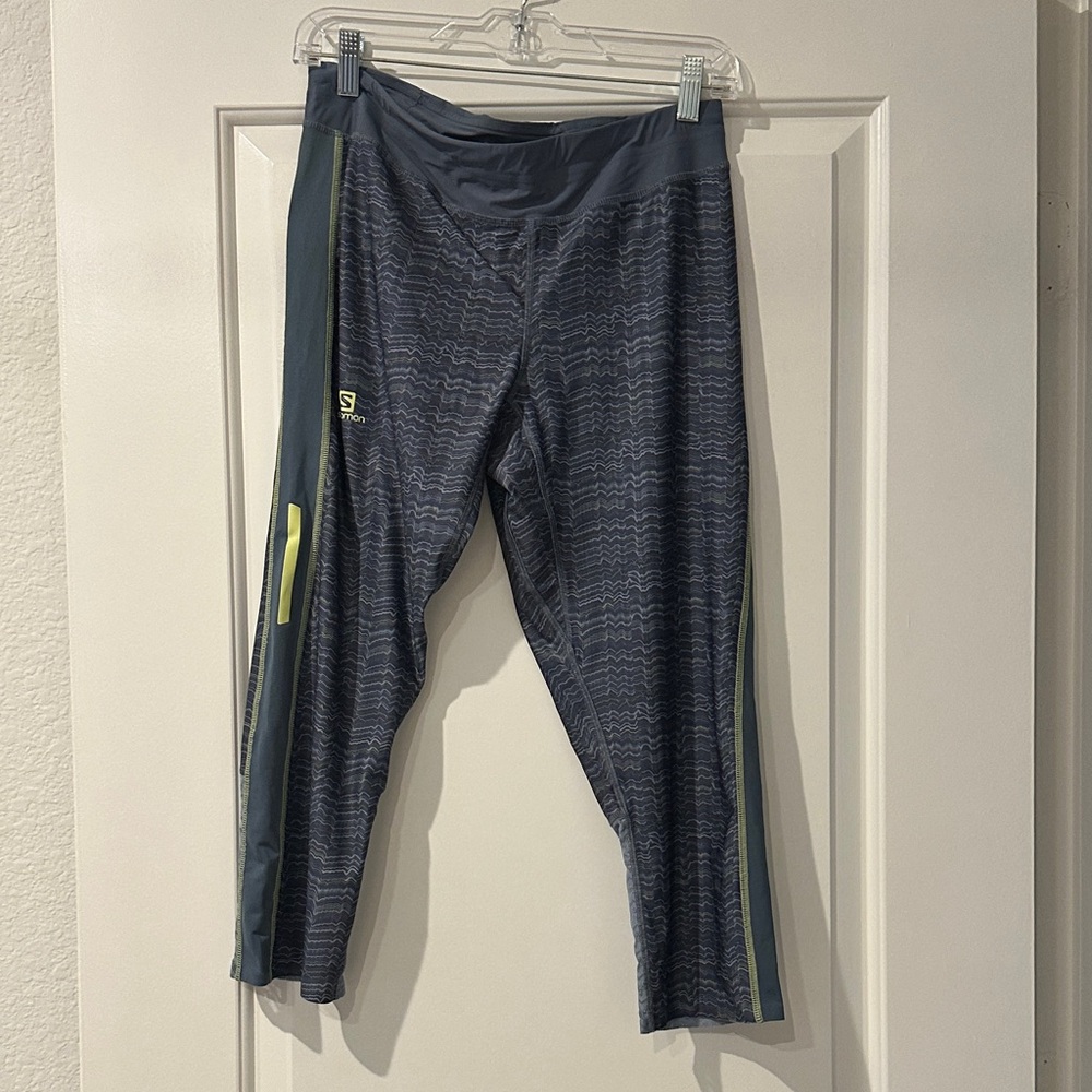 Salomon Charcosl Capri Leggings with Lime Accents